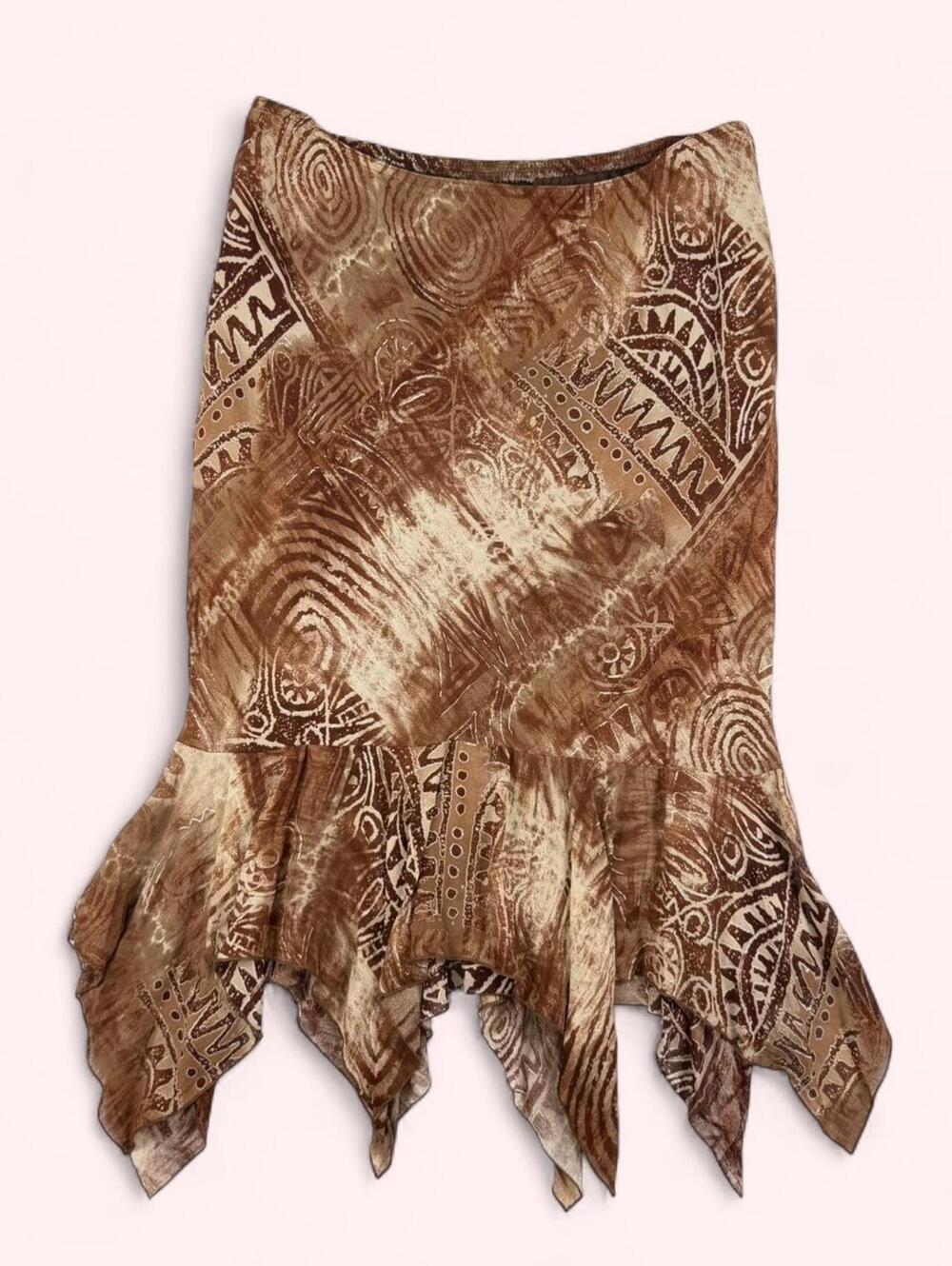 Vintage brown boho fairy midi skirt